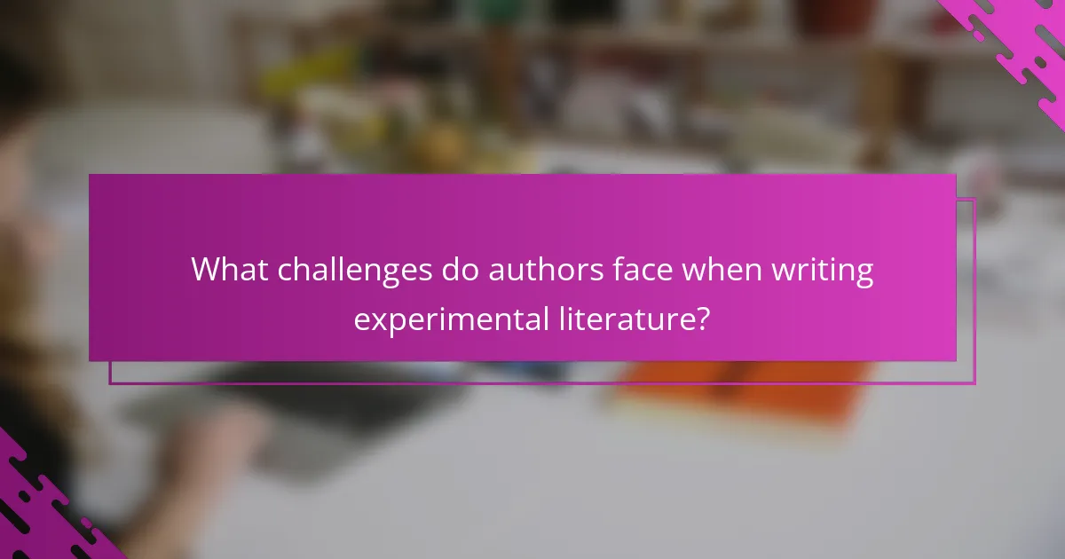 What challenges do authors face when writing experimental literature?